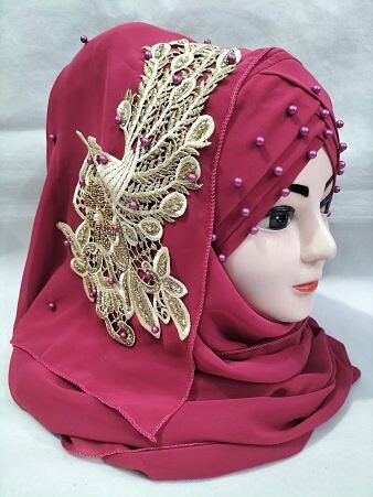 Pearl Ready to Wear with Golden Bunch - Fuchsia