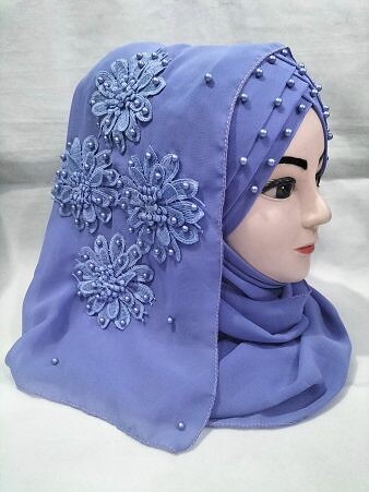 Pearl Ready to Wear with Matching 3D Bunch - Lavender Purple