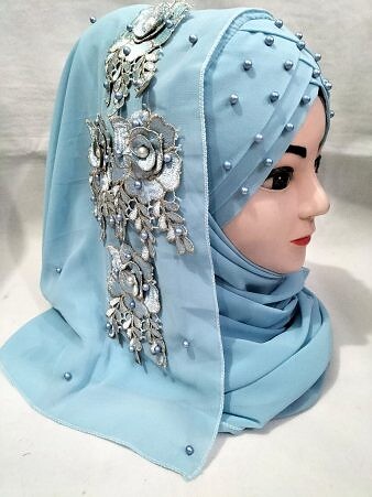 Pearl Ready to Wear with Matching Bunch – Sky Blue