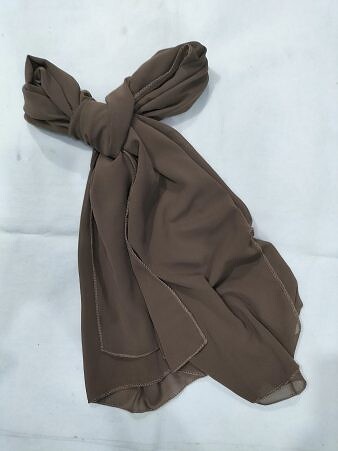 Plain Chiffon Scarf - Brown
