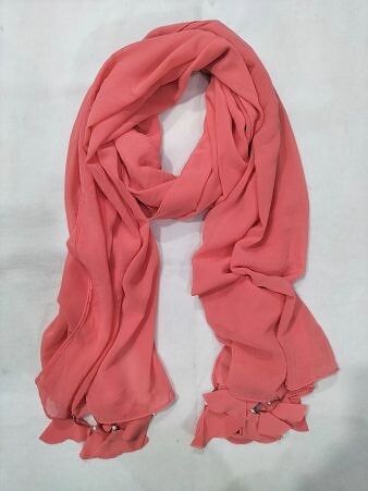 Plain Chiffon Tassels - Coral Pink