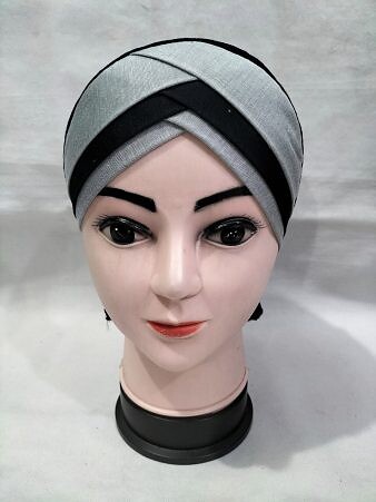 Plain Criss Cross Tie Back Bonnet - Grey