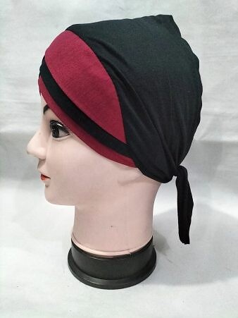 Plain Criss Cross Tie Back Bonnet - Maroon Plain Criss Cross Tie Back Bonnet - Maroon