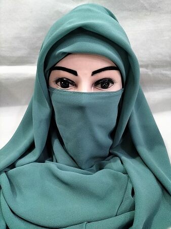 Plain Niqab Ready to Wear - Pine Green