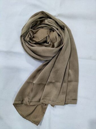 Crinkle Silk Scarf - Camel Brown