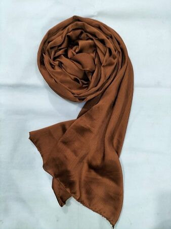 Crinkle Silk Scarf - Chocolate Brown