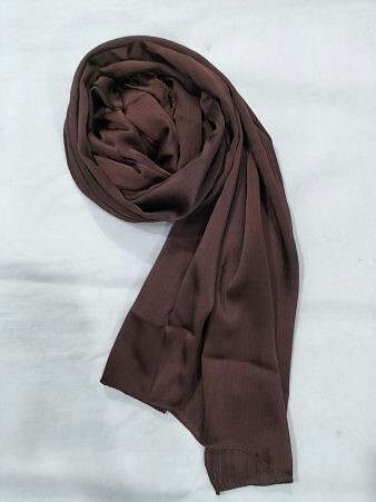 Crinkle Silk Scarf - Dark Brown