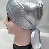 Criss Cross Shimmery Tie Back Bonnet - Silver