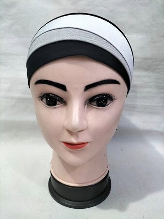 Fancy Tie Back Bonnet - Black and White