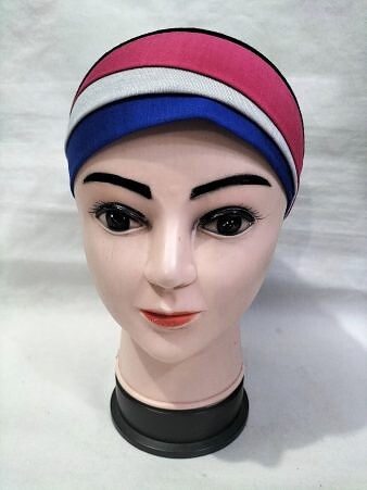 Fancy Tie Back Bonnet - Blue and Pink Fancy Tie Back Bonnet - Blue and Pink