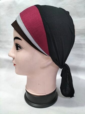 Fancy Tie Back Bonnet - Brown and Maroon