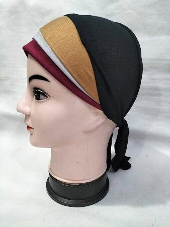 Fancy Tie Back Bonnet - Maroon and Brown