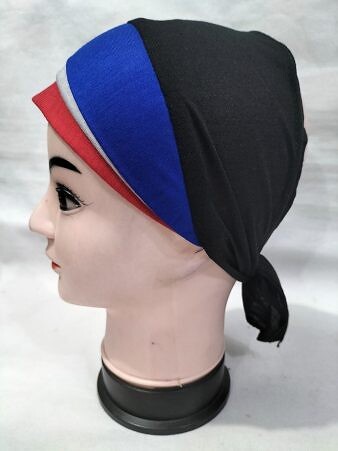 Fancy Tie Back Bonnet - Red and Blue Fancy Tie Back Bonnet - Red and Blue