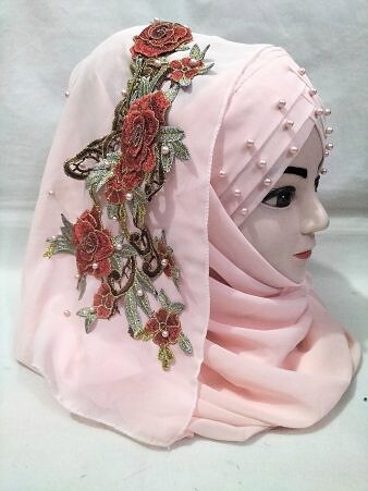 Pearl Floral Ready to Wear with 3D Flower Bunch - Blush Pink
