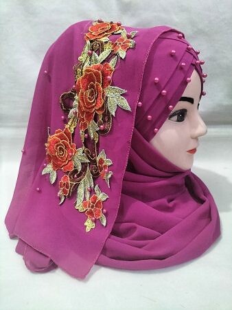 Pearl Floral Ready to Wear with 3D Flower Bunch - Fuchsia