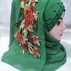 Pearl Floral Ready to Wear with 3D Flower Bunch - Green