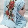 Pearl Floral Ready to Wear with 3D Flower Bunch - Sky Blue