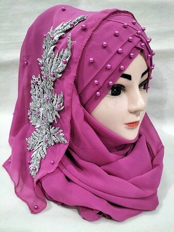 Pearl Floral Ready to Wear with Silver Bunch - Deep Pink