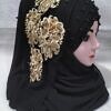 Pearl Ready to Wear with 3D Golden Bunch - Black