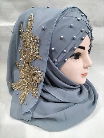 Pearl Ready to Wear with Golden Bunch - Grey