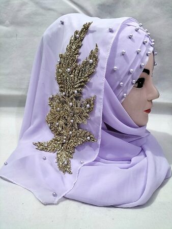 Pearl Ready to Wear with Golden Bunch - Lavender Purple