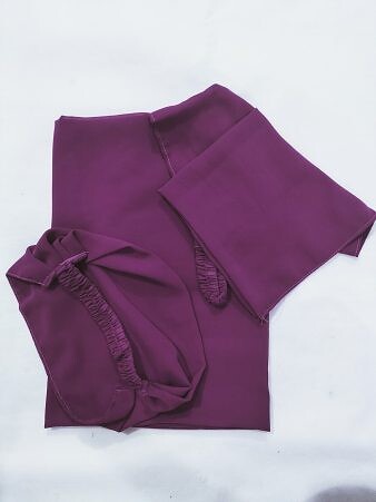 Plain Three Piece Matching Hijab Set - Magenta