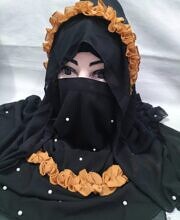 Fancy Crown with Niqab Ready to Wear - Turquoise