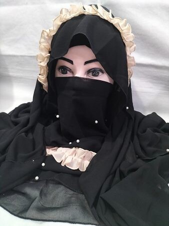 Fancy Crown with Niqab Ready to Wear - Turquoise Fancy Crown with Niqab Ready to Wear - Turquoise