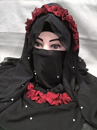 Fancy Crown with Niqab Ready to Wear - Turquoise Fancy Crown with Niqab Ready to Wear - Turquoise