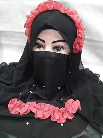 Fancy Crown with Niqab Ready to Wear - Turquoise Fancy Crown with Niqab Ready to Wear - Turquoise