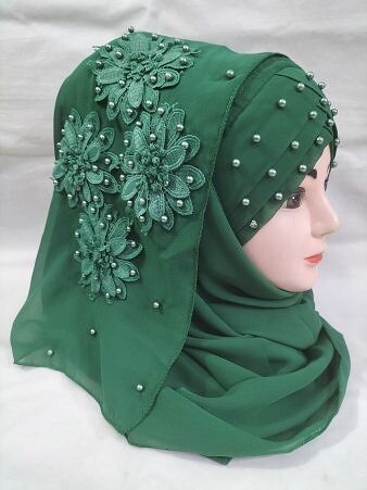 Pearl Ready to Wear with Matching 3D Bunch - Green
