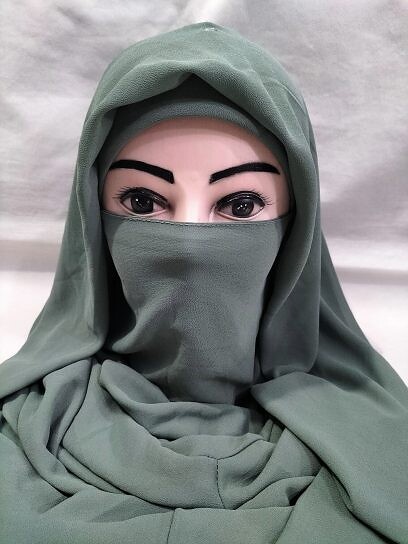 Plain Niqab Ready to Wear - Fern Green