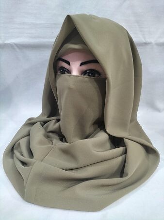 Plain Niqab Ready to Wear - Sage Green