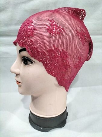 Lace Hijab Band - Deep Pink