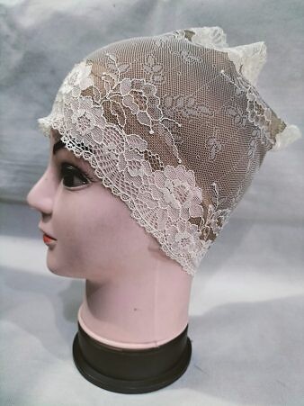 Lace Hijab Band - White and Coffee