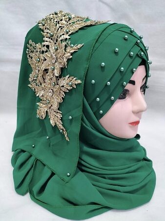 Pearl Ready to Wear with Golden Bunch - Light Turquoise