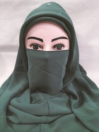 Plain Niqab Ready to Wear - Dirty Green