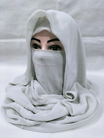 Plain Niqab Ready to Wear - Dirty Grey