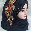 Pearl Floral Ready to Wear with 3D Flower Bunch - Navy Blue