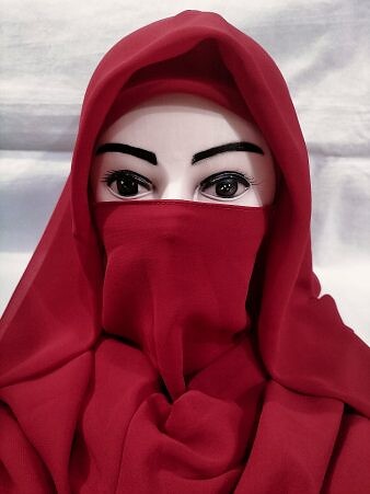 Plain Niqab Ready to Wear - Red Plain Niqab Ready to Wear - Red