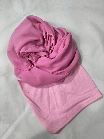 Chiffon Ready to Wear Hijab with Stitched Cap - Pink