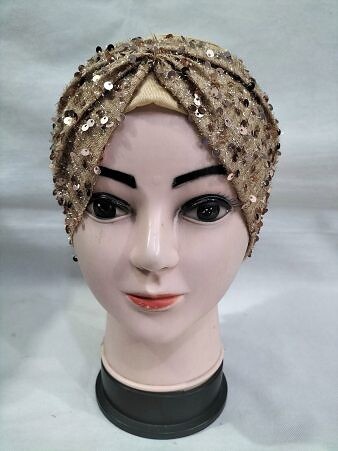 Kashmiri Tie Back Bonnet with Sitare - Fawn