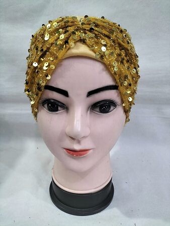 Kashmiri Tie Back Bonnet with Sitare - Golden