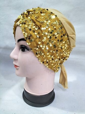 Kashmiri Tie Back Bonnet with Sitare - Golden