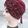 Kashmiri Tie Back Bonnet with Sitare - Maroon