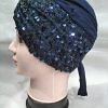Kashmiri Tie Back Bonnet with Sitare - Navy Blue