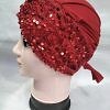 Kashmiri Tie Back Bonnet with Sitare - Red