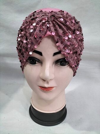 Kashmiri Tie Back Bonnet with Sitare - Tea Pink
