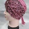 Kashmiri Tie Back Bonnet with Sitare - Tea Pink
