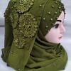 Pearl Ready to Wear with Matching 3D Bunch - Design 2 - Olive Green